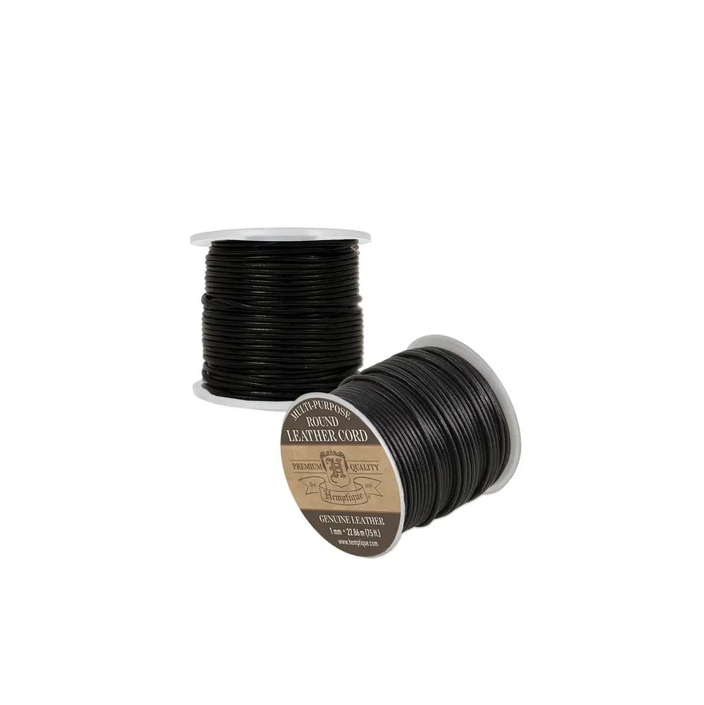 Black, Twine/Thread/Cord, Art & School, Hemptique, Round, Leather Cord, 1mm, 957016